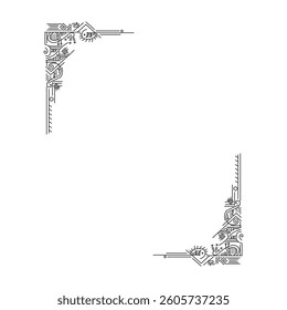 Ornate border design, black and white, simple graphic
