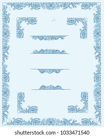 borders for word ligh blue elegant vintage