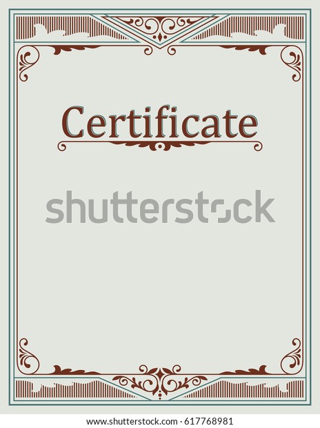 Ornate border and text divider,\
Letter page proportions. Template for diploma,\
certificate.