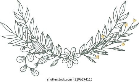 Ornate botanical branch header. Decorative floral element