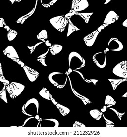 Ornate bows and ribbons. Seamless pattern for your festive design.