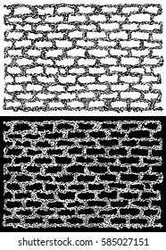 Ornate brick wall, with rustic joints between the rectangular shapes