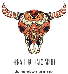 Ornate Buffalo Skull Vector Illustration Stock Vector (Royalty Free ...