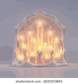 Ornate candle holder with multiple lit candles creating warm ambiance
