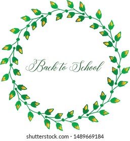 Ornate of card back to school, with border pattern of leaf flower frame. Vector