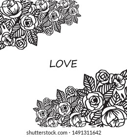Ornate of card love, romantic, with crowd of floral frame. Vector