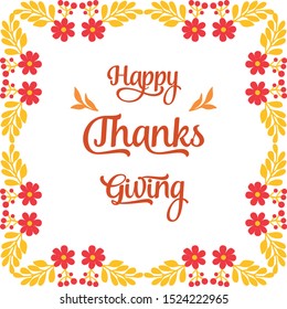 Ornate of card thanksgiving, with shape of autumn leaves frame background. Vector