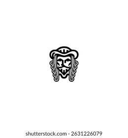 Gráfico de rosto ornamentado em preto