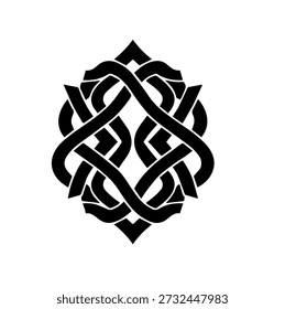 Ornate Celtic Knotwork Vector Illustration, Symmetrical Intertwined Ribbon Pattern with Organic Curves and Traditional Style