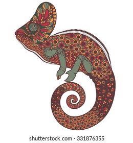 Ornate chameleon vector illustration