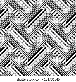 Ornate check and stripe texture. Seamless pattern. Vector.