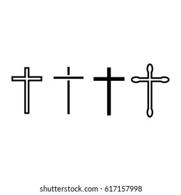 Ornate christian cross art vector illustration set