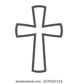 Ornate Christian Cross with Double Outline