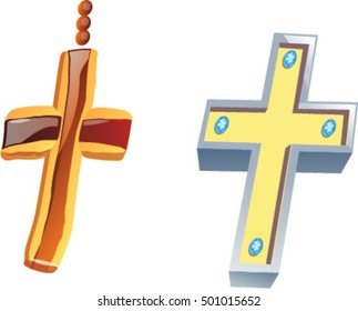 Ornate Christian Cross Vector. Modern vector icon on white. Illustration symbol icon isolated on white
