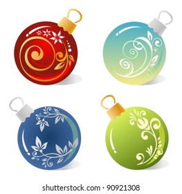Ornate Christmas balls set  isolated on a white background.