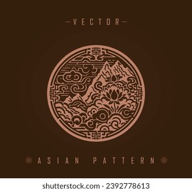 Ornate Circular Asian Pattern with Lotus Detail
