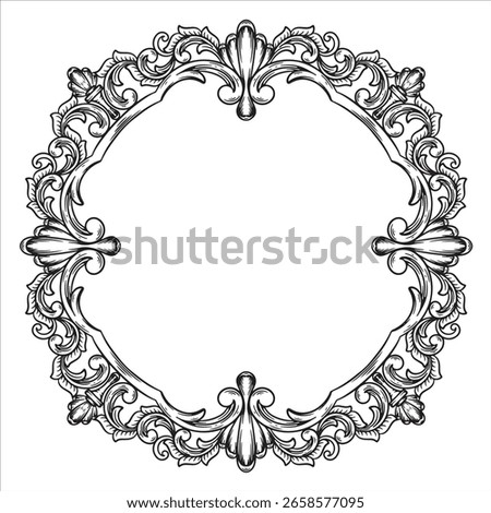 Ornate Circular Frame Elegant Decorative Border with Floral Scrollwork