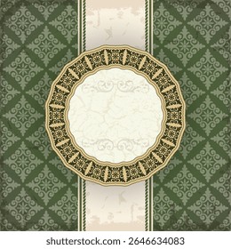 Ornate circular frame set against a textured green background, ideal for certificates or decorative purposes.