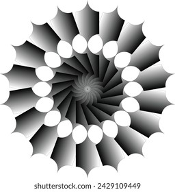 Ornate Circular Mandala Design, Black and White Line Art