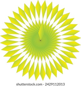 Ornate Circular Mandala Design, yellow   green Line Art