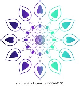 Ornate Circular Mandala Multicolored Designs, Vibrant mandala design with intricate patterns in blue, red, and orange on a warm gradient background