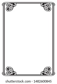 Ornate classic page frame blank for certificate or diploma. Simple elegant black and white line border in classic, antique, Victorian or modern style. Vector stock illustration.