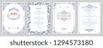 Ornate classic templates set in vintage style. Wedding and restaurant menu. Vector illustration.