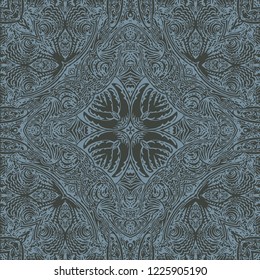 Ornate, classical, line art pattern, based on freehand drawn contorted texture
