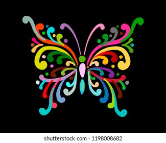 Ornate colorful butterfly for your design