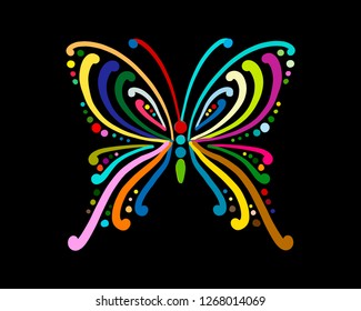 Ornate colorful butterfly for your design
