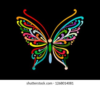 Ornate colorful butterfly for your design