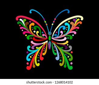 Ornate colorful butterfly for your design