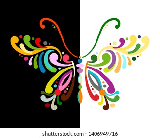 Ornate colorful butterfly for your design