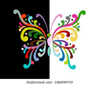 Ornate colorful butterfly for your design