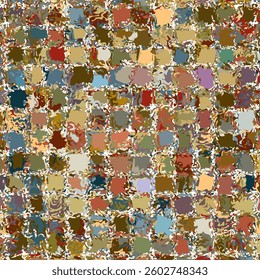 Ornate, colorful grid like pattern with a multitude of tiny details