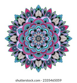 Ornate colorful mandala. Vector illustration isolated on white background
