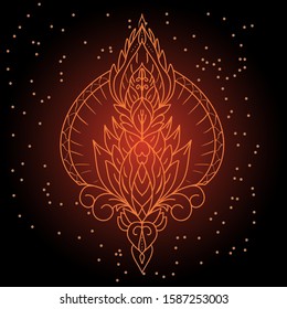 ornate composition hand drawn vintage style design flower element.  spirituality, occultism art. Vector illustration 