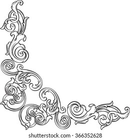 Ornate corner is isolated on white