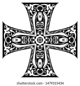 ornate cross floral celtic vintage vector