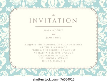 Ornate damask background. Invitation to the wedding or announcements