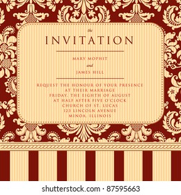 Ornate-Damast-Hintergrund. Einladung zur Hochzeit oder Bekanntmachungen