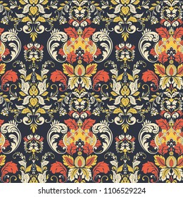Ornate damask background. Vector vintage wallpaper