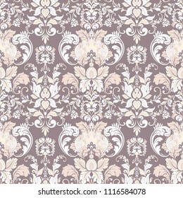 Ornate damask background. Vector vintage wallpaper