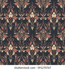 Ornate damask background. Vector vintage wallpaper
