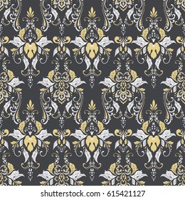 Ornate damask background. Vector vintage wallpaper