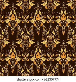 Ornate damask background. Vector vintage wallpaper