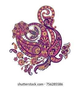 Ornate damask Paisley ornament. Vector vintage illustration