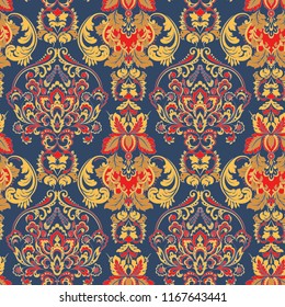 Ornate Damask Vintage Wallpaper. Vector Seamless Pattern