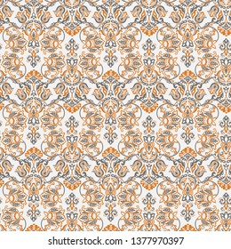Ornate damask vintage wallpaper. Vector seamless pattern