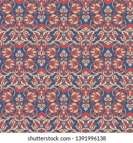 Ornate damask vintage wallpaper. Vector seamless pattern